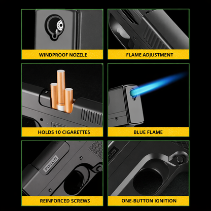 Butane gas lighter with cigarette holder